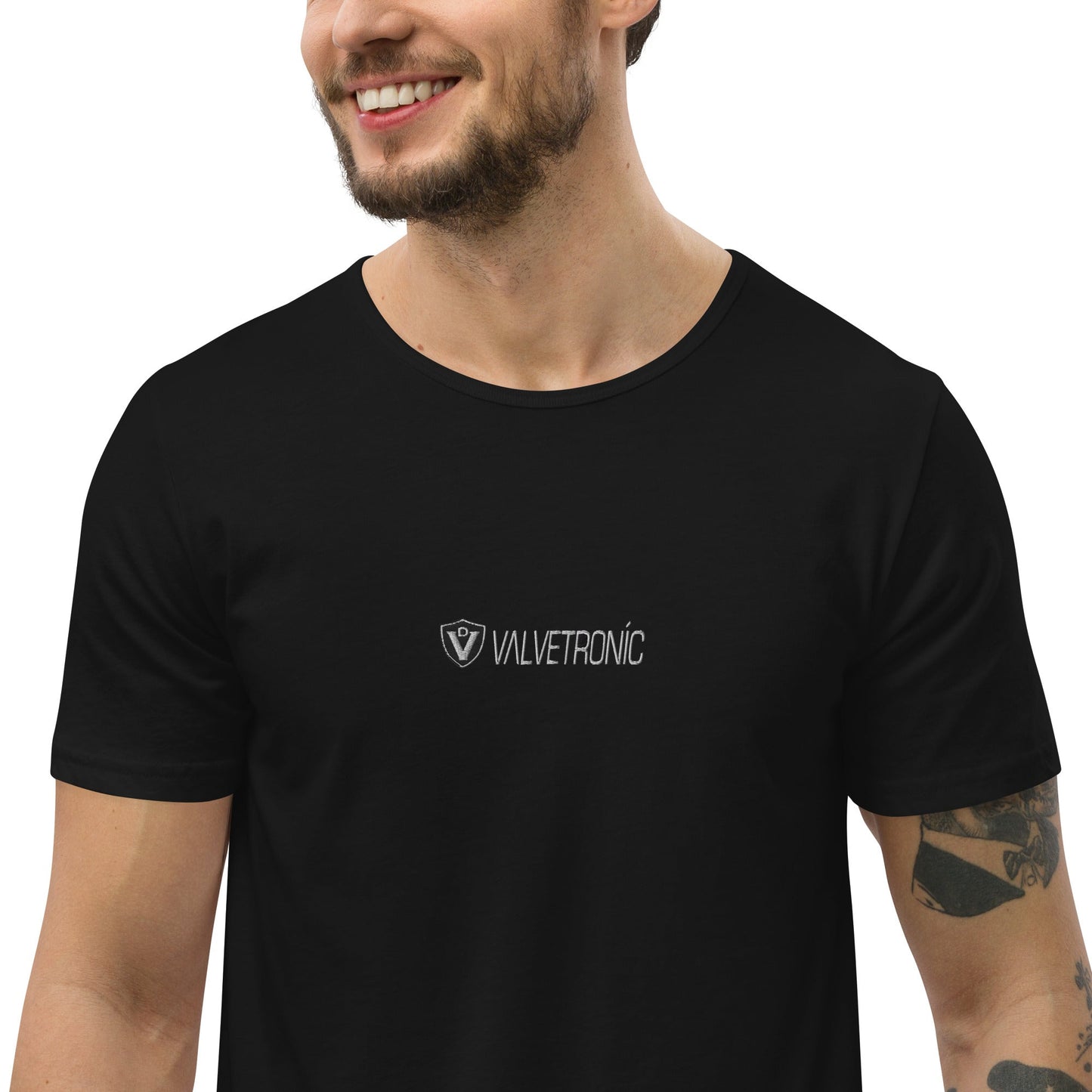 Men's Curved Hem T-Shirt Large special ops logo ( dark base colors)