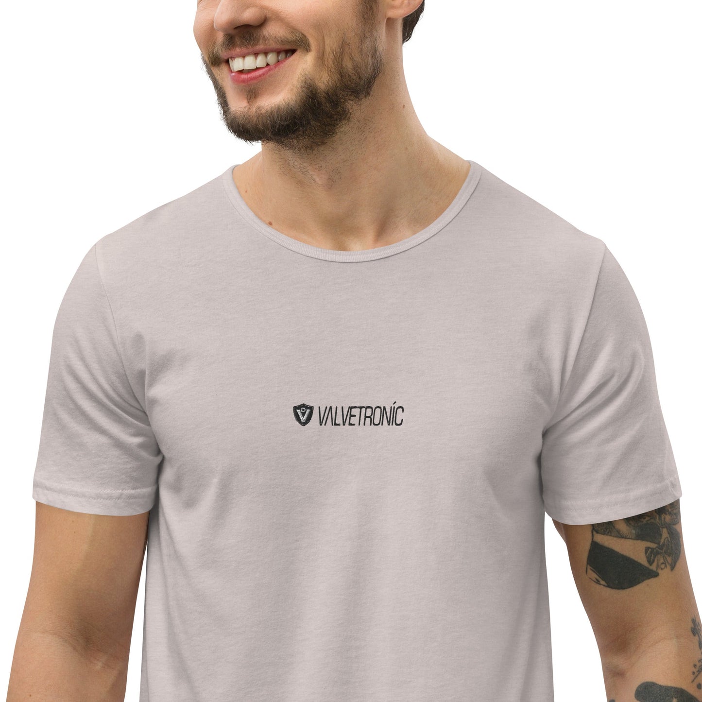 Men's Curved Hem T-Shirt White logo (Valvetronic)