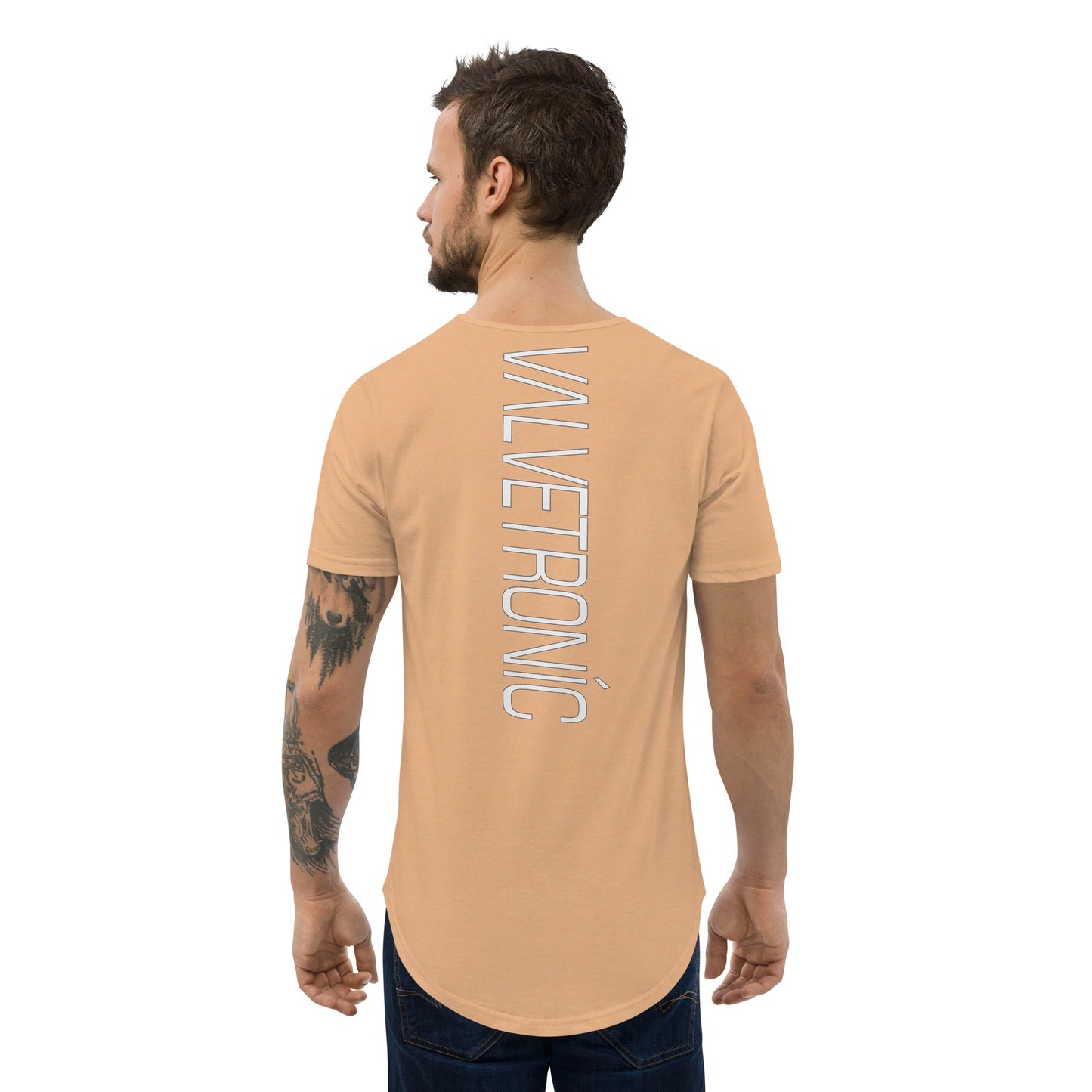 Men's Curved Hem T-Shirt White logo (Valvetronic)