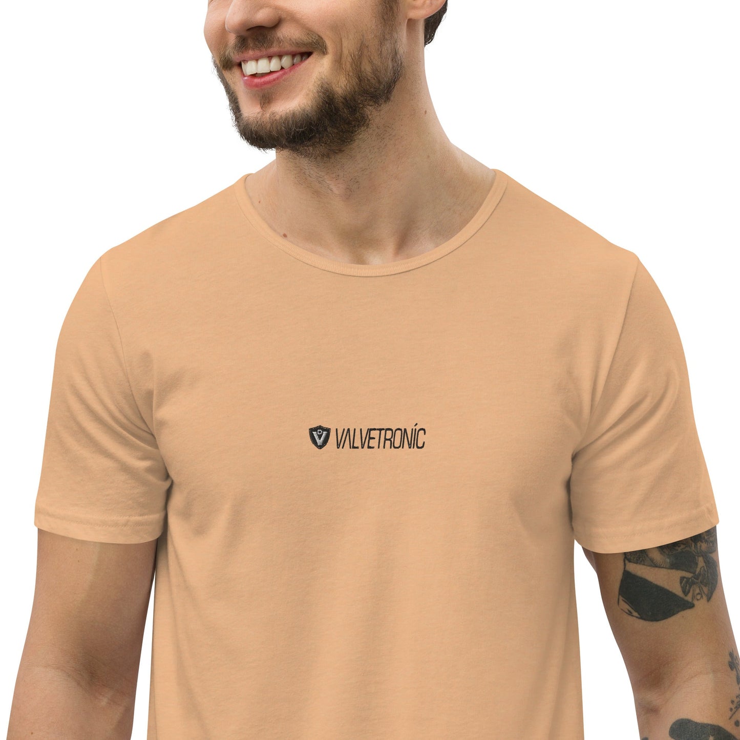 Men's Curved Hem T-Shirt White logo (Valvetronic)