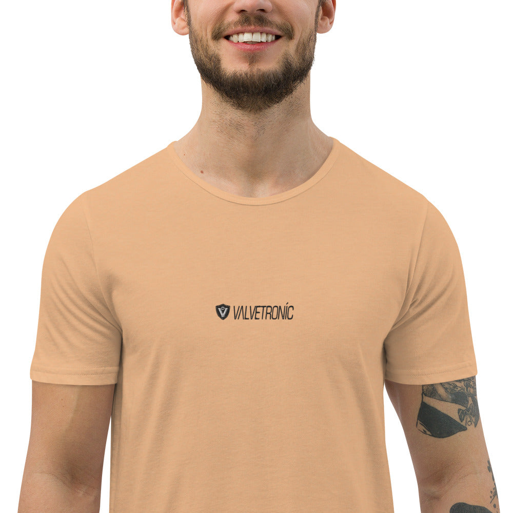 Men's Curved Hem T-Shirt White logo (Valvetronic)